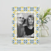 ポルトガル風タイルの家族写真フレーム クリスマスカード シーズンカード (スタンド正面)