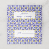 ポルトガル風タイルの青い花柄の結婚式 プレイスカード (外部開封)