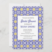 ポルトガル風タイル フローラル ウォーターカラー ブライダルシャワー 招待状 (正面)