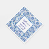 ポルトガル風タイル ブルー メディテラニアン ブライダルシャワー スタンダードランチョンナプキン (角)