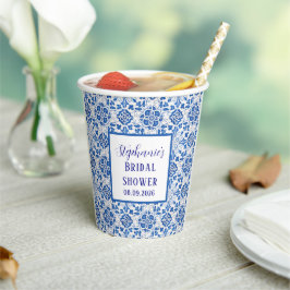 ポルトガル風タイル ブルー メディテレーニアン ブライダルシャワー 紙コップ