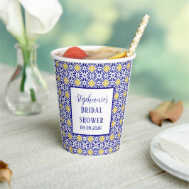 ポルトガル風タイル ブルー メディテレーニア 婚前パーティー 紙コップ