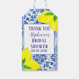 ポルトガル風タイル レモン メディテレーニアンスタイルのウェディングシャワー ギフトタグ