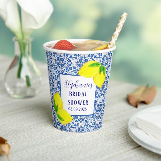 ポルトガル風タイル レモン メディテレーニア 婚前パーティー 紙コップ (インサイチュ)