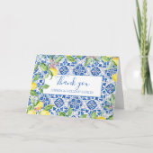 ポルトガル風タイル レモン 花柄 結婚式 ありがとう サンキューカード (正面)