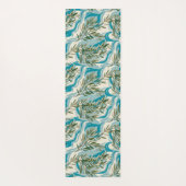 ポルトガル風ボタニカルな葉のヨガマット - ティール＆グリーン ヨガマット (裏面)