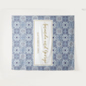 ポルトガル風青タイルの結婚式用背景 タペストリー (正面(横))