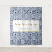 ポルトガル風青タイルの結婚式用背景 タペストリー (正面)