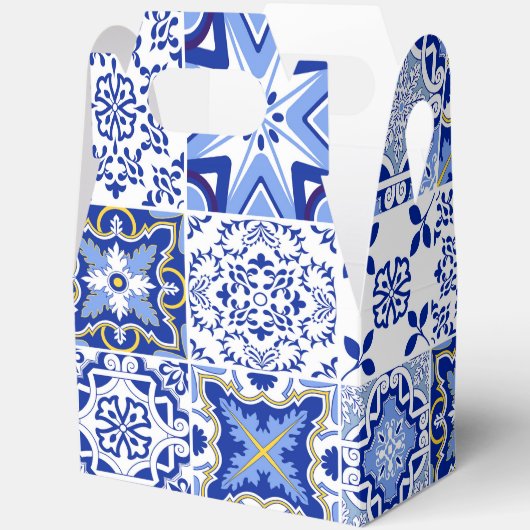 ポルトガル風青白タイル模様のギフトボックス フェイバーボックス (見開き)