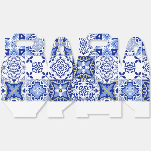 ポルトガル風青白タイル模様 ギフトボックス フェイバーボックス (見開き)