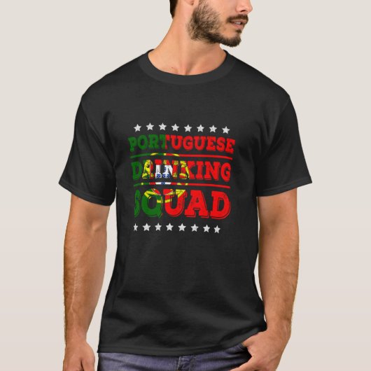 ポルトガル飲料班ポルトガル国旗おもしろいドリン Tシャツ (正面)