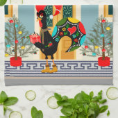 ポルトガル飾のクリスマスの家 キッチンタオル (折り畳み)