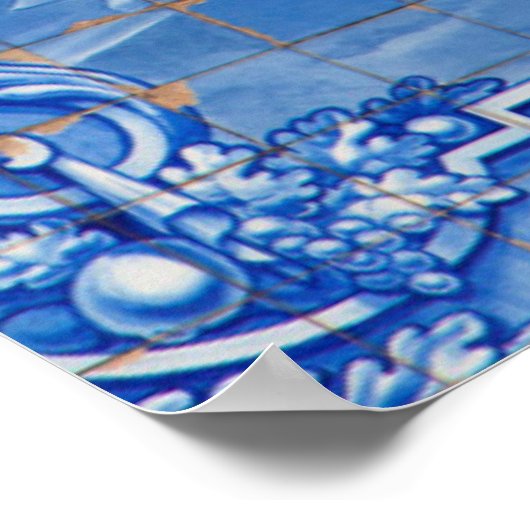 ポルトガル,イエスの青いタイルのモザイク ポスター (角)