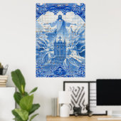 ポルトガル，イエスの青いタイルのモザイク ポスター (ホームオフィス)