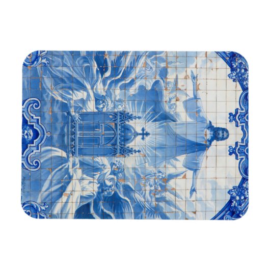 ポルトガル，イエスの青いタイルのモザイク マグネット (横)