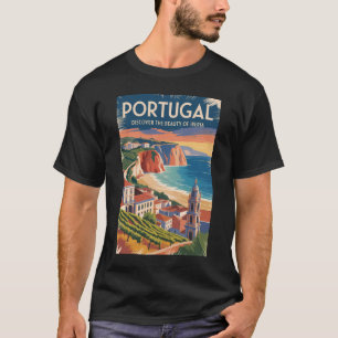 ポルトガル・イベリアのスカイラインイラスト 旅行アート Tシャツ