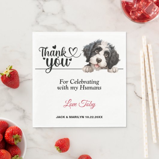 ポルトガル・ウォーター・ドッグの結婚式のお礼 スタンダードランチョンナプキン (インサイチュ)