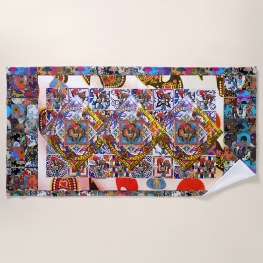 ポルトガル，ガロ・デ・バルセロス ビーチタオル (正面)