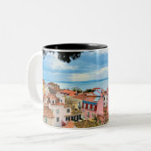 ポルトガル・コーヒー・マグカップ、リスボン写真、 ツートーンマグカップ (正面左)
