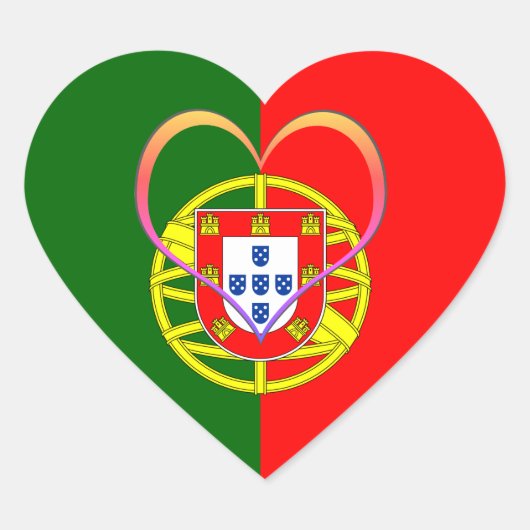 ポルトガル ステッカー, ハート, 愛, ポルトガル国旗 ハートシール (正面)