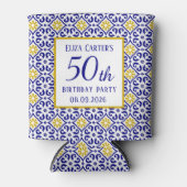 ポルトガル タイル ブルー 50歳の誕生日 メディテレーニアン 缶クーラー (正面)