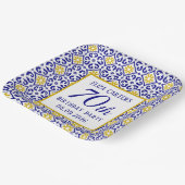 ポルトガル タイル ブルー 70歳の誕生日 メディテレニアン ペーパープレート (傾斜あり)