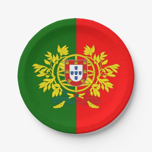ポルトガル、ポルトガル国旗のパーティー、誕生日/スポーツ ペーパープレート (正面)