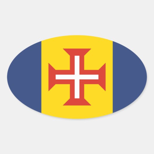ポルトガル・マデイラ国旗 楕円形シール (正面)