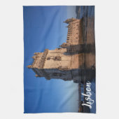 ポルトガル，リスボンの夕暮れのベレムタワー キッチンタオル (縦)
