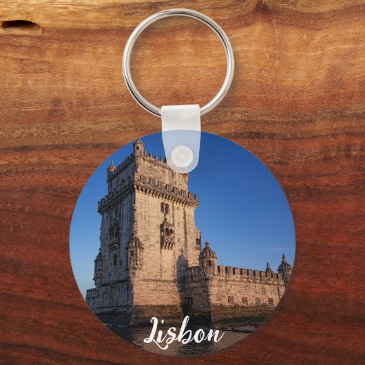 ポルトガル,リスボンの夕暮れのベレムタワー キーホルダー (正面)