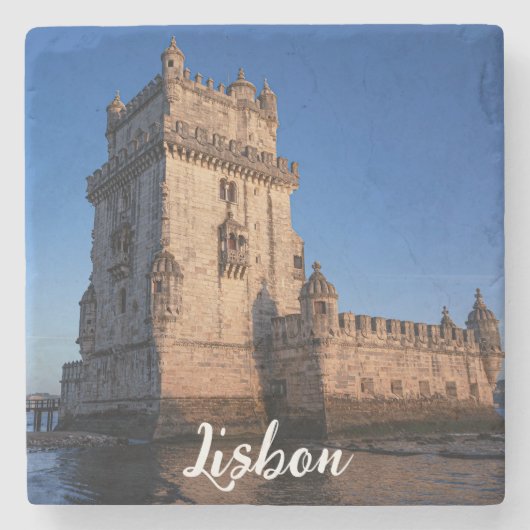 ポルトガル，リスボンの夕暮れのベレムタワー ストーンコースター (正面)