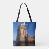 ポルトガル，リスボンの夕暮れのベレムタワー トートバッグ (裏面)