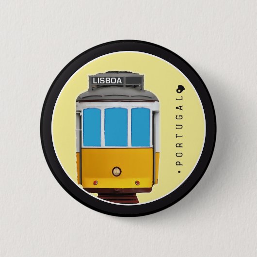 ポルトガル-リスボンの路面電車の記号 缶バッジ (正面)