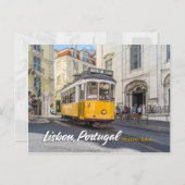 ポルトガル,リスボンの黄色い路面電車 ポストカード (正面/裏面)