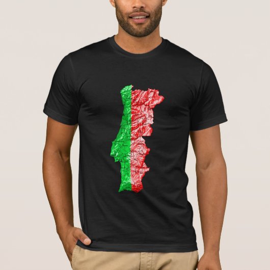 ポルトガル 国旗色 地図 Tシャツ (正面)