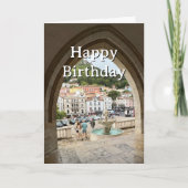 ポルトガル 旅の誕生日 楽しい 写真  カード (正面)