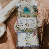 ポルトガル | 旅程地中海の地図 三つ折り招待状