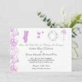 ポルトガル　結婚式の延期を知らせるカード　プラムと白 セーブザデート (スタンド正面)