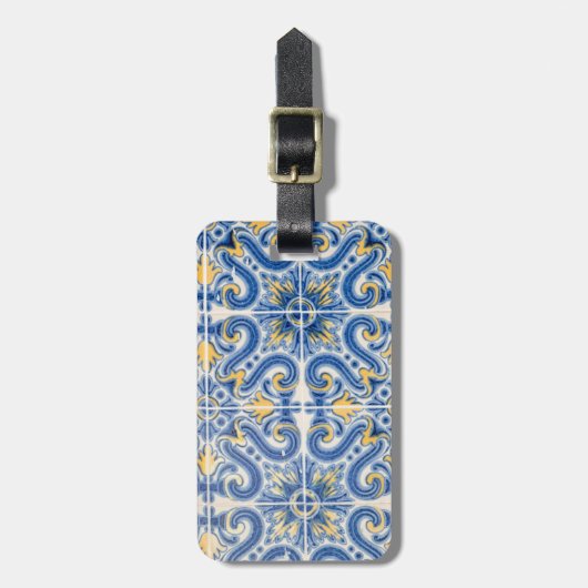 ポルトガル,青と黄色のタイル ラゲッジタグ (正面縦)