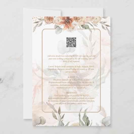 ポルトガル | Casamento Boho Capim dos Pampas 招待状 (裏面)