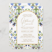 ポルトガル | Casamento Flores Azuis Rustias 招待状 (正面/裏面)