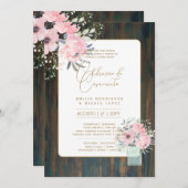 ポルトガル | Casamento Flores Folclroricas Rustica 招待状 (正面/裏面)