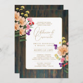 ポルトガル | Casamento Flores Folclroricas Rustica 招待状 (正面/裏面)