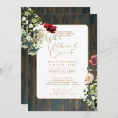 ポルトガル | Casamento Flores Folclroricas Rustica 招待状 (正面/裏面)