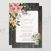 ポルトガル | Casamento Flores Folclroricas Rustica 招待状 (正面/裏面)