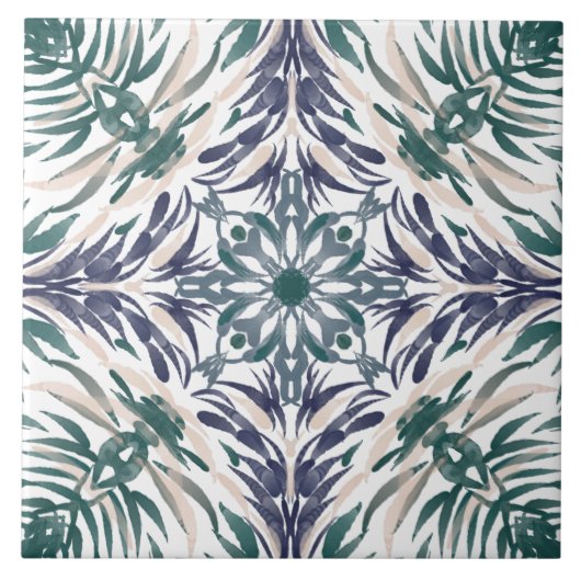 ポルトガル Mediterranean 青緑 タイル (正面)