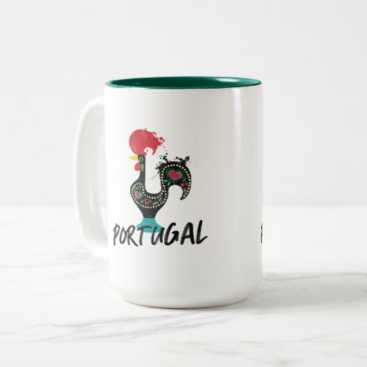 ポルトガルBarcelosのルースターのシンボル ツートーンマグカップ (正面左)
