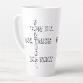 ポルトガルBomダイアボアタルデボアノアイテホワイトコーヒー カフェラテマグ (左アングル)