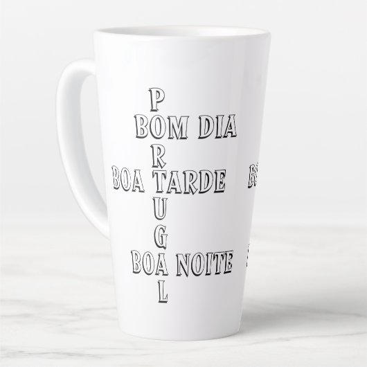 ポルトガルBomダイアボアタルデボアノアイテホワイトコーヒー カフェラテマグ (左アングル)