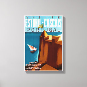 ポルトガルEstoril Vintage Travelポスター復元 キャンバスプリント